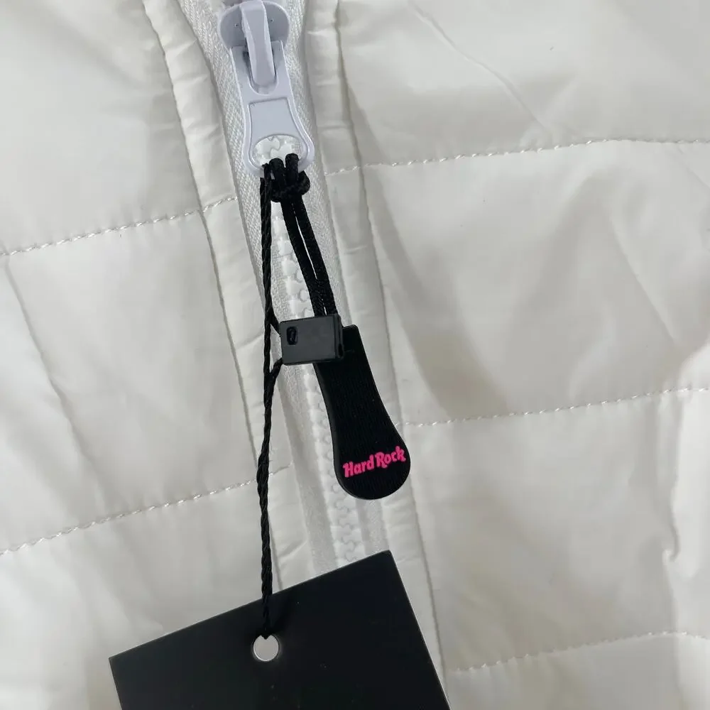 HARD ROCK HOTEL & CASINO SIOUX CITY Puff Jacket SZ Extra Large White Pink NWT